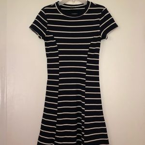 Navy Blue and White Striped Dress